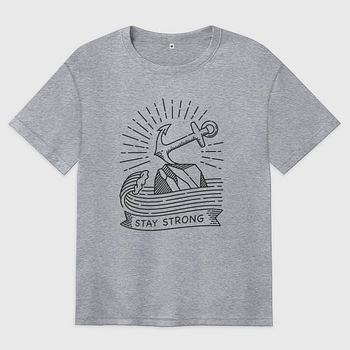 Женская футболка оверсайз Оставайся сильным / Меланж – фото 1