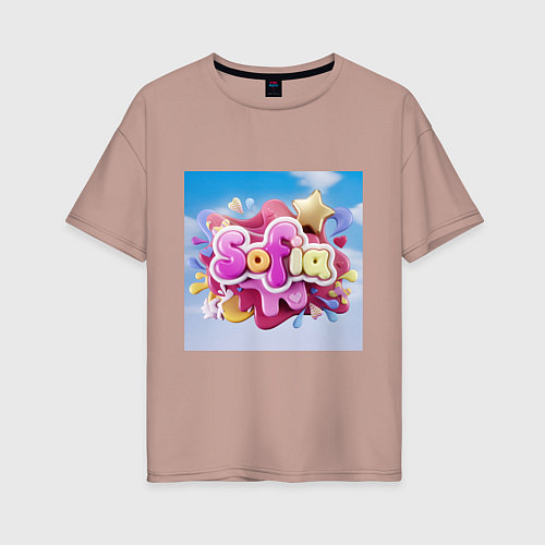 Женская футболка оверсайз Имя София жвачка / Пыльно-розовый – фото 1