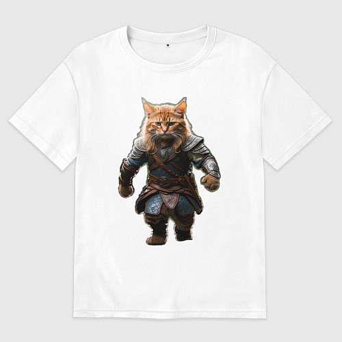 Женская футболка оверсайз Кот викинг / Белый – фото 1