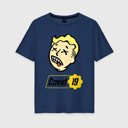 Женская футболка оверсайз Vault boy - covid 19 / Тёмно-синий – фото 1