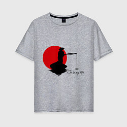 Женская футболка оверсайз Японская рыбалка