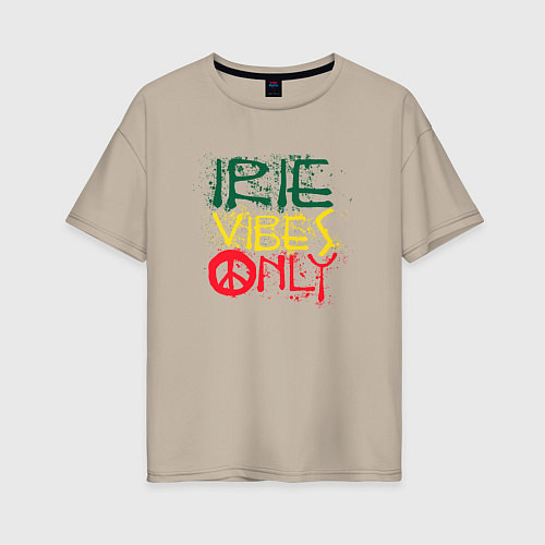 Женская футболка оверсайз Irie vibes only / Миндальный – фото 1