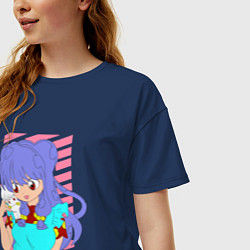 Футболка оверсайз женская Ранма - shampoo anime girl, цвет: тёмно-синий — фото 2