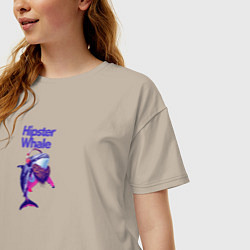 Футболка оверсайз женская Hipster whale, цвет: миндальный — фото 2