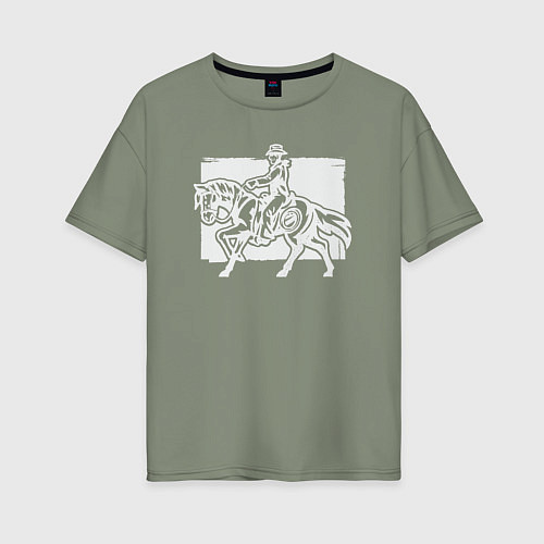 Женская футболка оверсайз Ковбой на лошади / Авокадо – фото 1