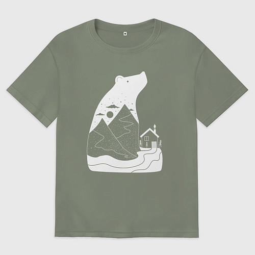 Женская футболка оверсайз Домик и мишка / Авокадо – фото 1