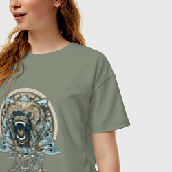 Футболка оверсайз женская Медведь и обереги, цвет: авокадо — фото 2