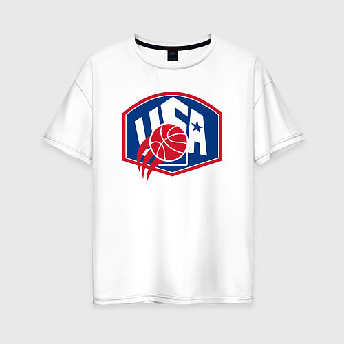 Женская футболка оверсайз Баскетбол США / Белый – фото 1