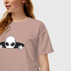 Футболка оверсайз женская Привет от инопланетянина, цвет: пыльно-розовый — фото 2