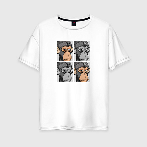 Женская футболка оверсайз Four monkeys / Белый – фото 1