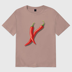 Футболка оверсайз женская Два чили перчика, цвет: пыльно-розовый