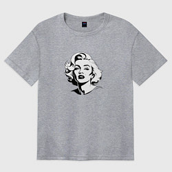 Женская футболка оверсайз Мэрилин Монро в черно белом цвете