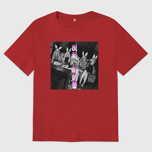 Женская футболка оверсайз G I-dle участницы с масками кроликов / Красный – фото 1