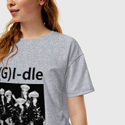 Футболка оверсайз женская G I-dle группа в стиле империи, цвет: меланж — фото 2