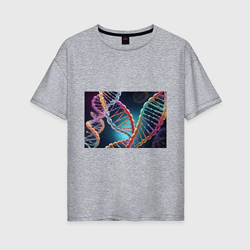 Женская футболка оверсайз Разноцветный ДНК / Меланж – фото 1