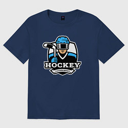 Футболка оверсайз женская Турнир по хоккею, цвет: тёмно-синий