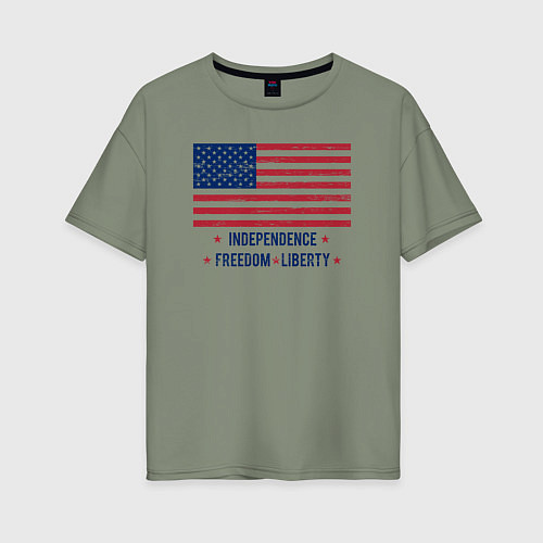 Женская футболка оверсайз США - независимость и свобода / Авокадо – фото 1