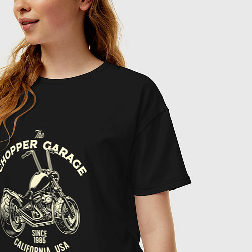 Женская футболка оверсайз Chopper garage / Черный – фото 3