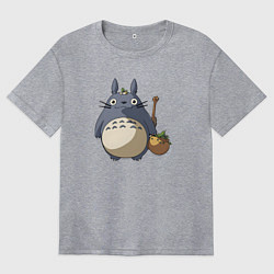 Футболка оверсайз женская Смешной тоторо, цвет: меланж