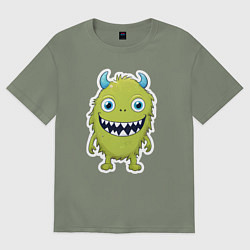 Футболка оверсайз женская Смешной зеленый монстрик, цвет: авокадо
