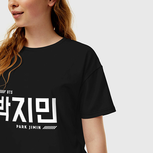 Женская футболка оверсайз Пак Чимин bts / Черный – фото 3