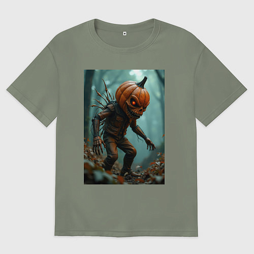 Женская футболка оверсайз Тыквенный монстр / Авокадо – фото 1