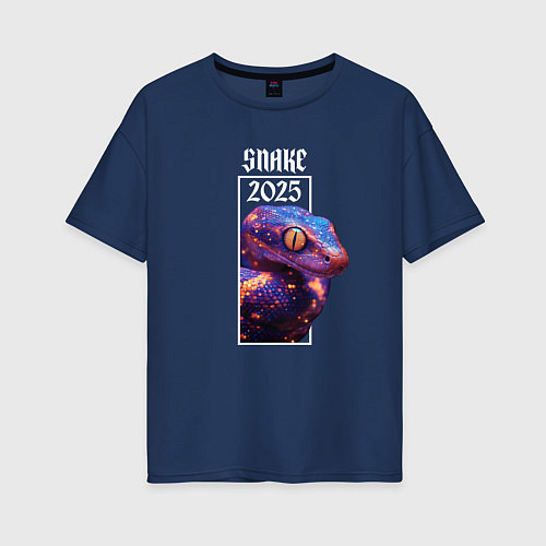 Женская футболка оверсайз Snake 2025 / Тёмно-синий – фото 1