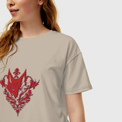 Футболка оверсайз женская Лис с узорами, цвет: миндальный — фото 2