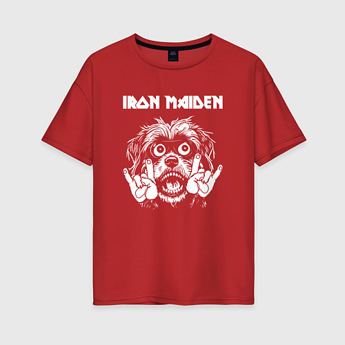 Женская футболка оверсайз Iron Maiden rock dog / Красный – фото 1