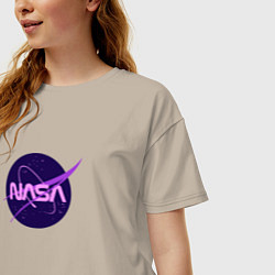 Футболка оверсайз женская NASA logo, цвет: миндальный — фото 2