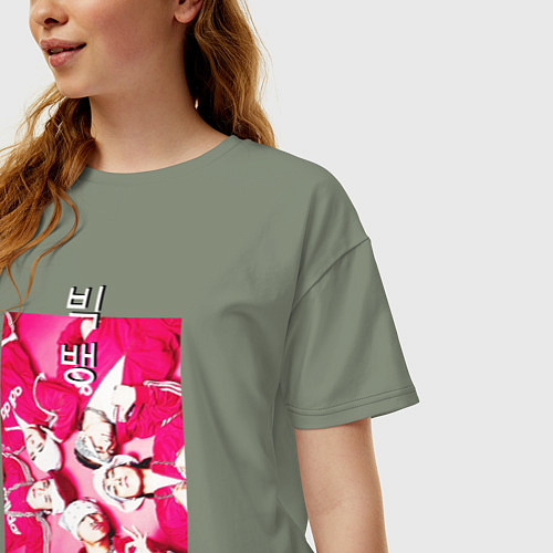 Женская футболка оверсайз Big bang в ярких красных костюмах / Авокадо – фото 3