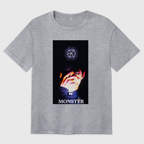 Женская футболка оверсайз Exo monster / Меланж – фото 1