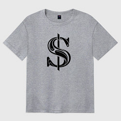 Футболка оверсайз женская Стильный значок доллара, цвет: меланж