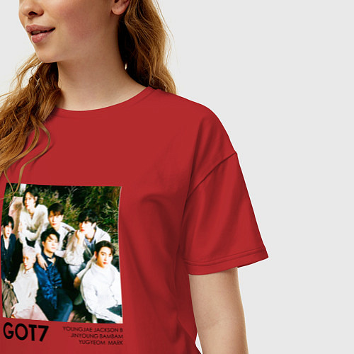 Женская футболка оверсайз GOT7 группа основание / Красный – фото 3