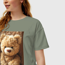 Футболка оверсайз женская Игрушечный большой медвежонок, цвет: авокадо — фото 2