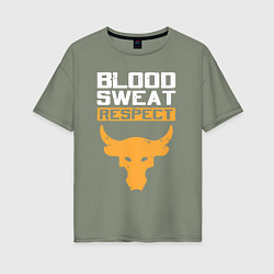 Футболка оверсайз женская Blood sweet respect logo, цвет: авокадо