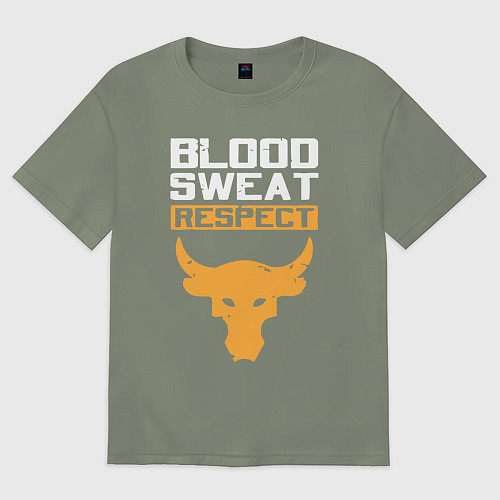 Женская футболка оверсайз Blood sweet respect logo / Авокадо – фото 1