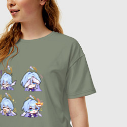 Футболка оверсайз женская Зарянка стикеры, цвет: авокадо — фото 2