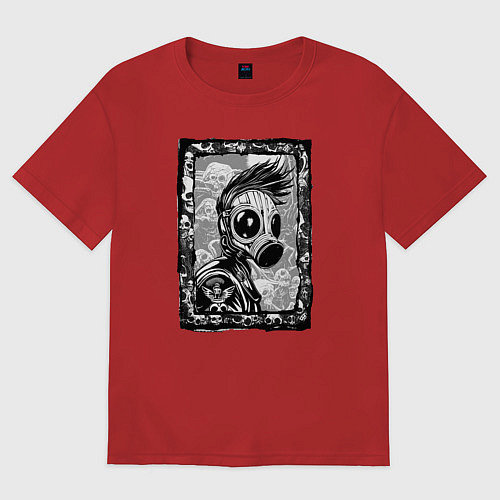 Женская футболка оверсайз Gasmask punk society / Красный – фото 1