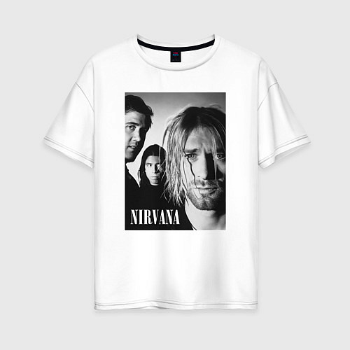 Женская футболка оверсайз Nirvana rock band black / Белый – фото 1