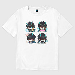 Футболка оверсайз женская Дань Хэн стикеры, цвет: белый