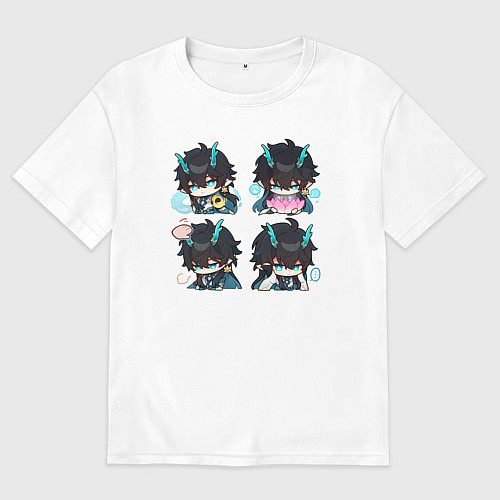 Женская футболка оверсайз Дань Хэн стикеры / Белый – фото 1