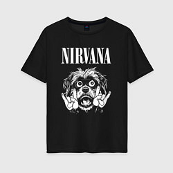 Футболка оверсайз женская Nirvana rock dog, цвет: черный