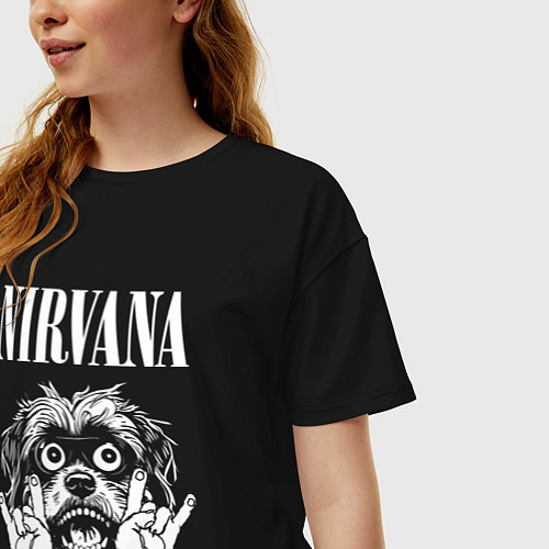 Женская футболка оверсайз Nirvana rock dog / Черный – фото 3