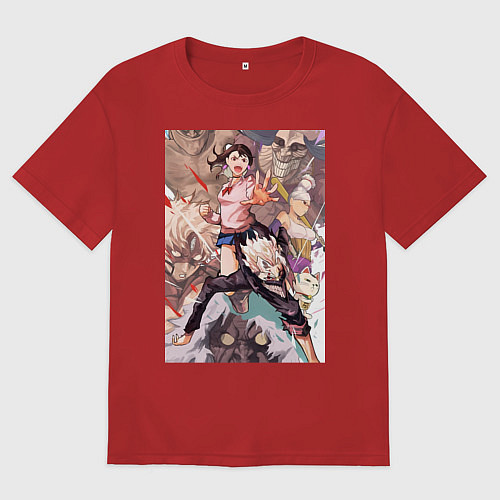 Женская футболка оверсайз Дандадан: Кэн Такакура / Красный – фото 1