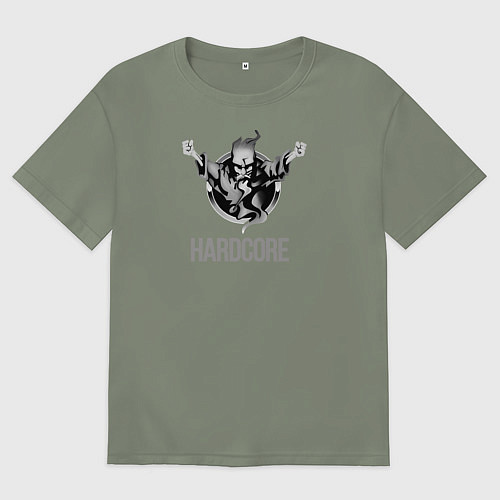 Женская футболка оверсайз Hardcore will never die / Авокадо – фото 1