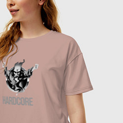 Футболка оверсайз женская Hardcore will never die, цвет: пыльно-розовый — фото 2