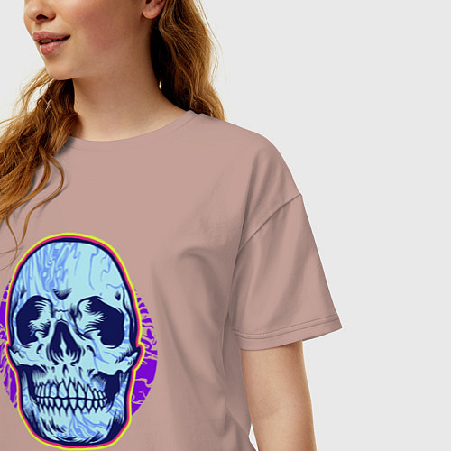 Женская футболка оверсайз Neon dead / Пыльно-розовый – фото 3