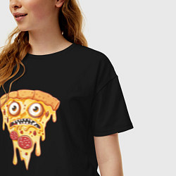 Футболка оверсайз женская Pizza face, цвет: черный — фото 2