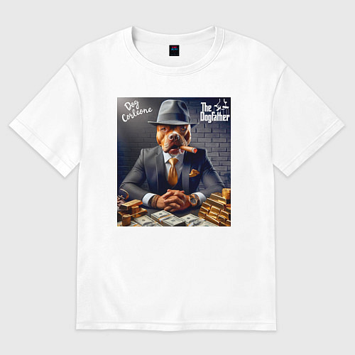 Женская футболка оверсайз Dog Corleone - ai art fantasy / Белый – фото 1
